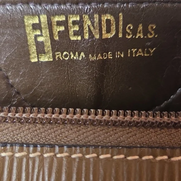 Fendi 1990s Zucca Coated Canvas Boston Bag w/textured leather- rare collectable